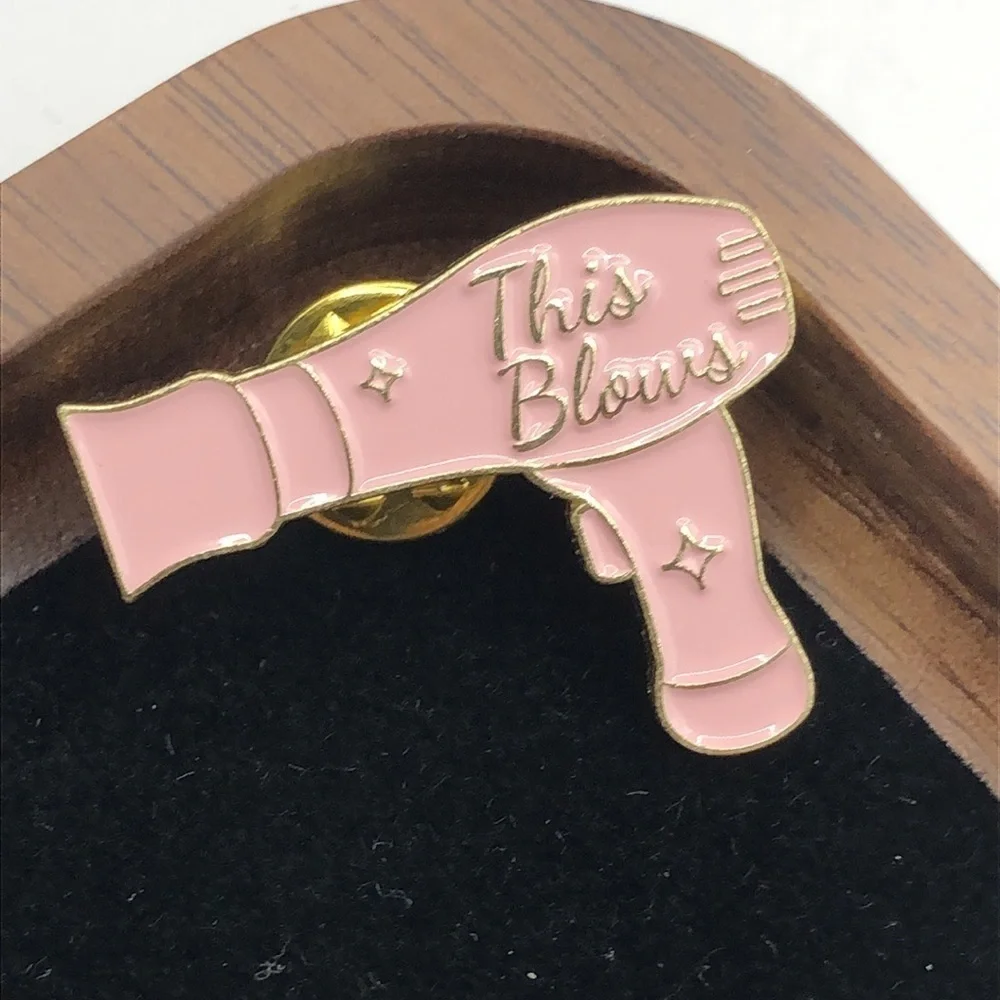 3/$25 Pink Hair Dryer Blow Dryer “This Blows” Pin